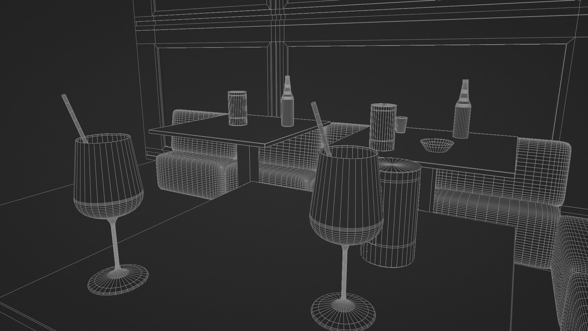 Modern Bar Scene intern at night 3D model_12