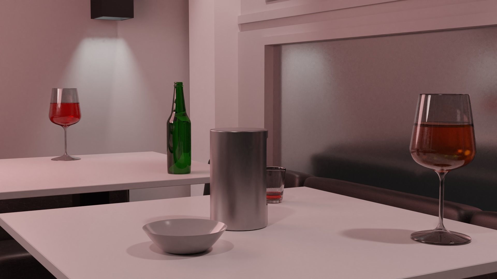 Modern Bar Scene intern at night 3D model_4