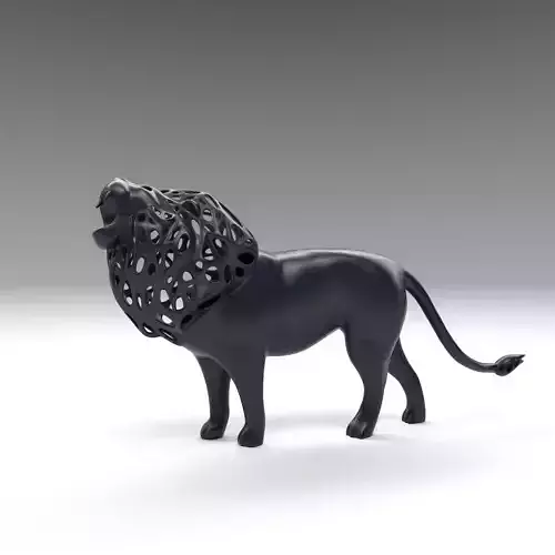 Hollow roaring lion figurine 3D print model
