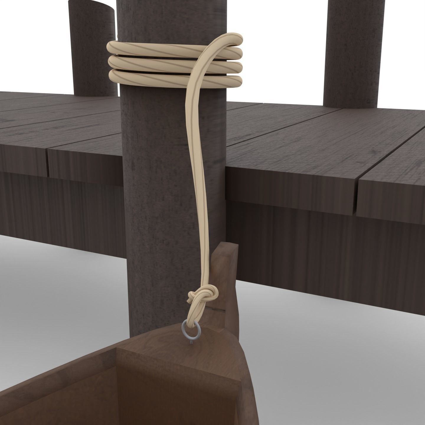 Wooden rowing boat Low-poly 3D model_6