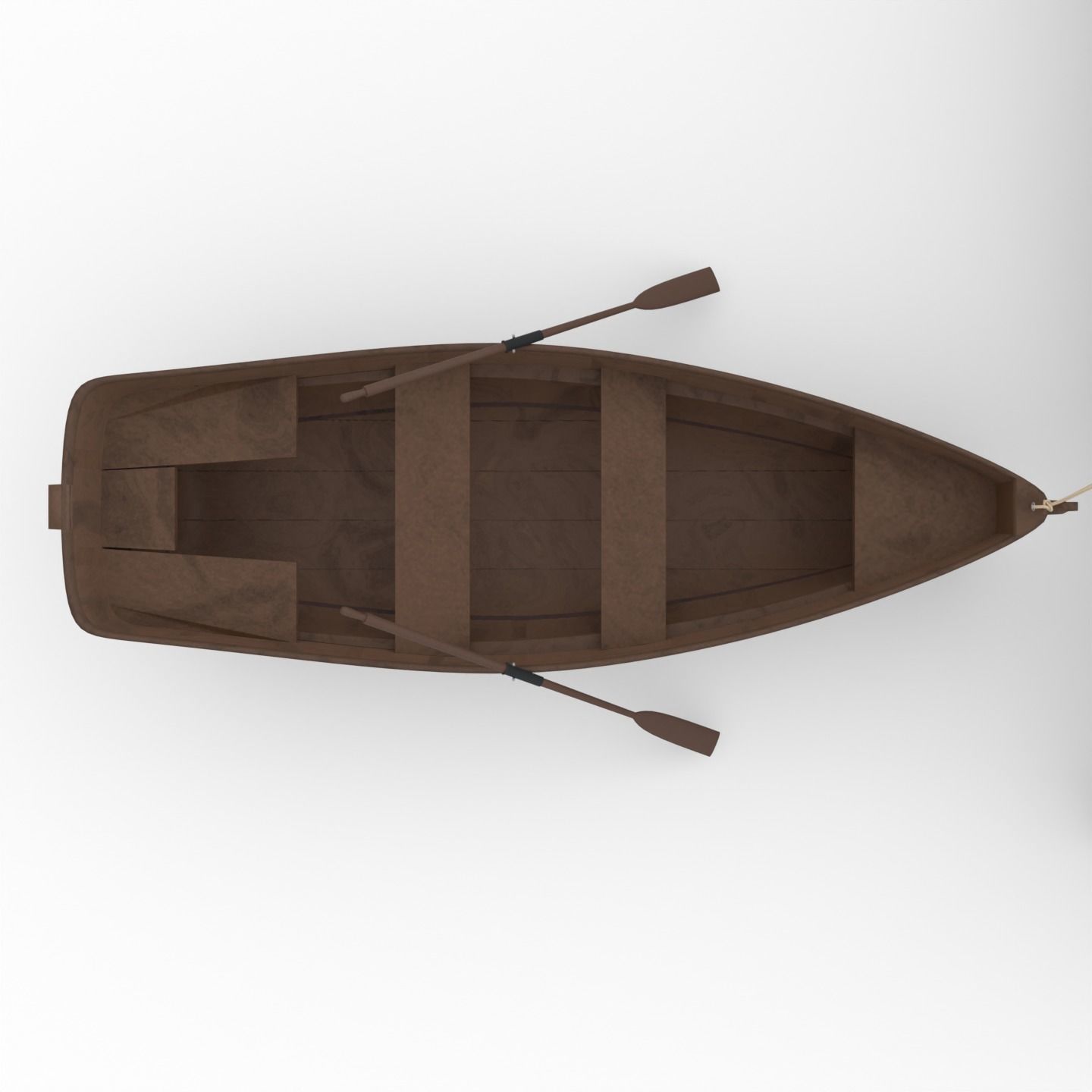 Wooden rowing boat Low-poly 3D model_5