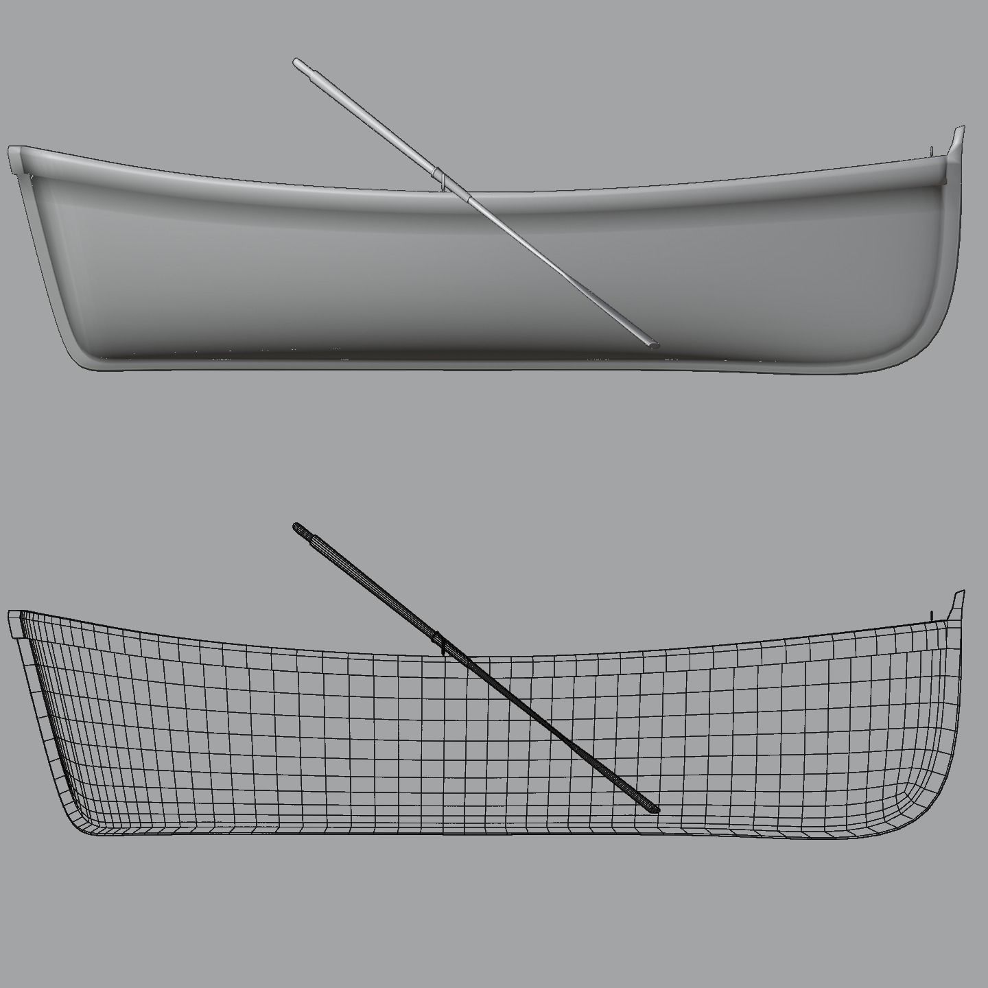 Wooden rowing boat Low-poly 3D model_10