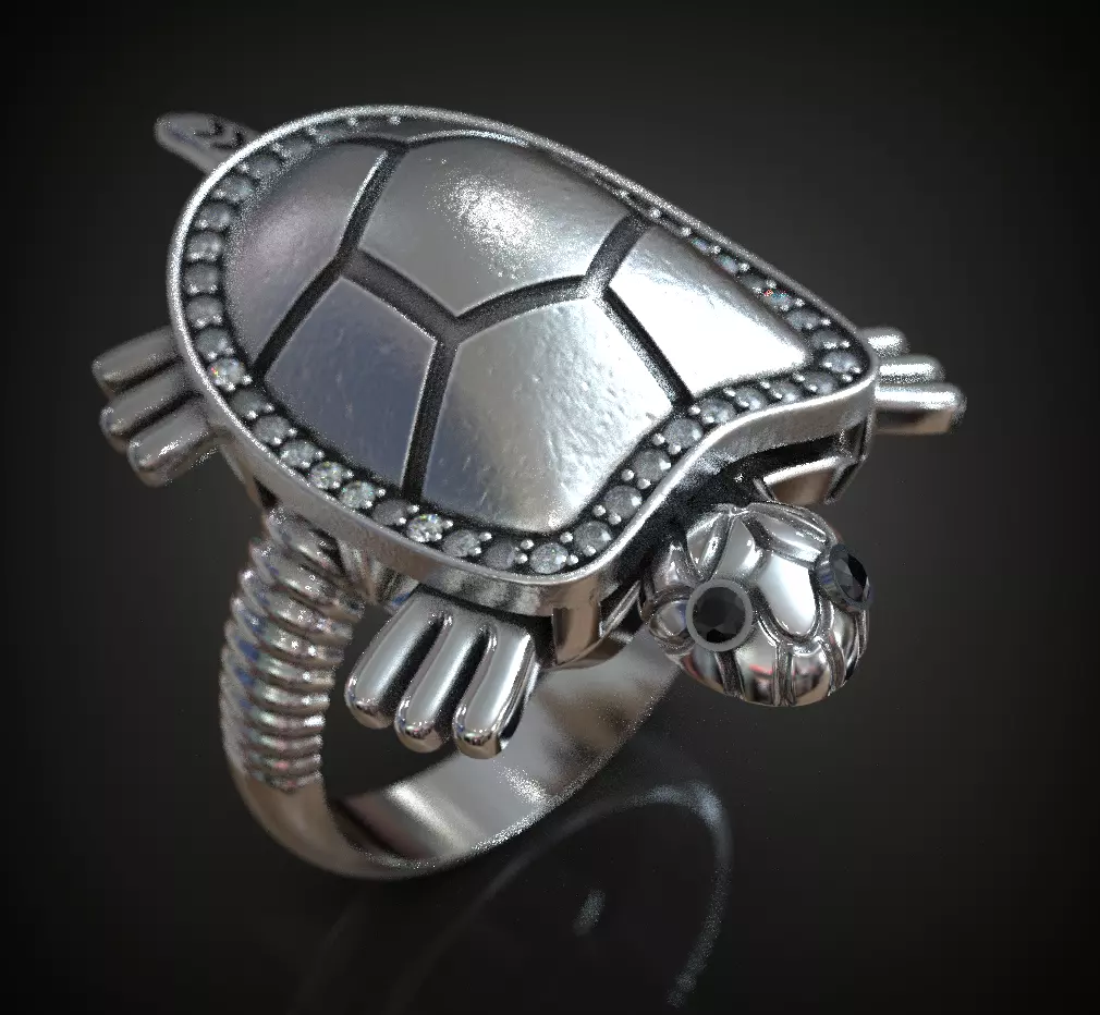 Turtle ring moving 3D print model_0