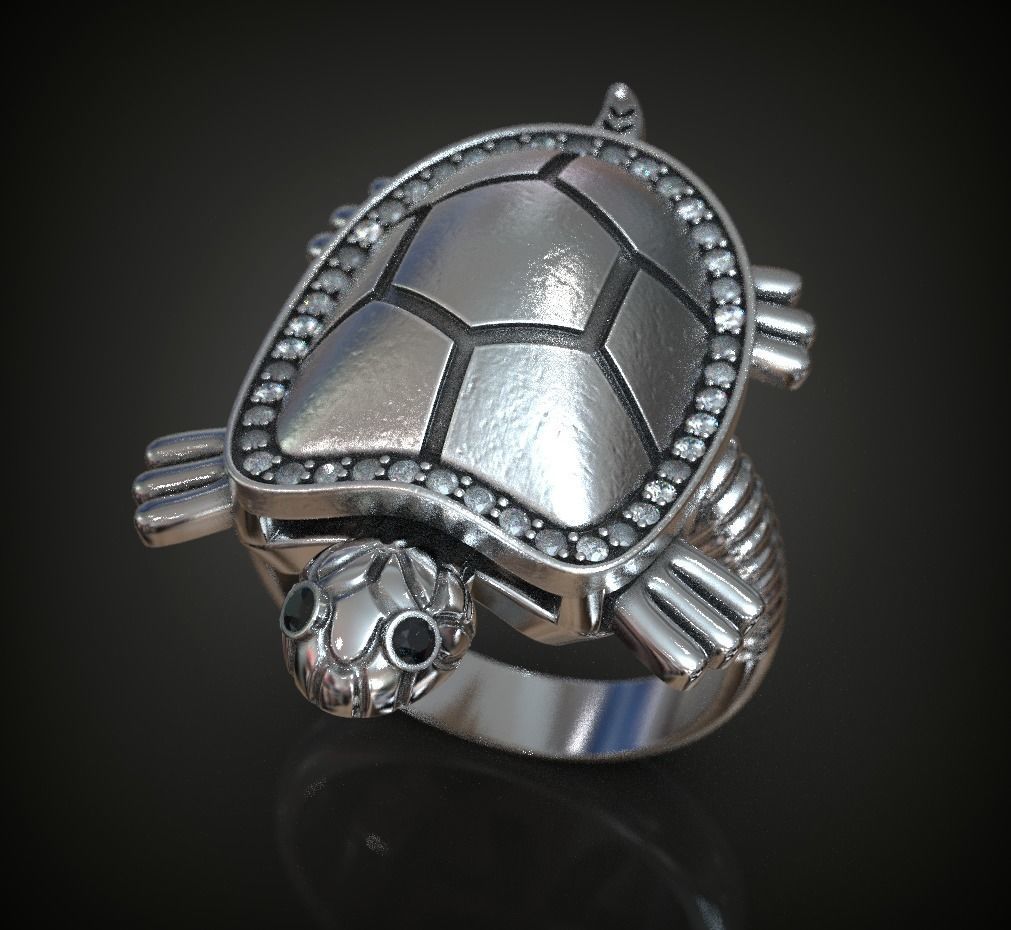 Turtle ring moving 3D print model_2