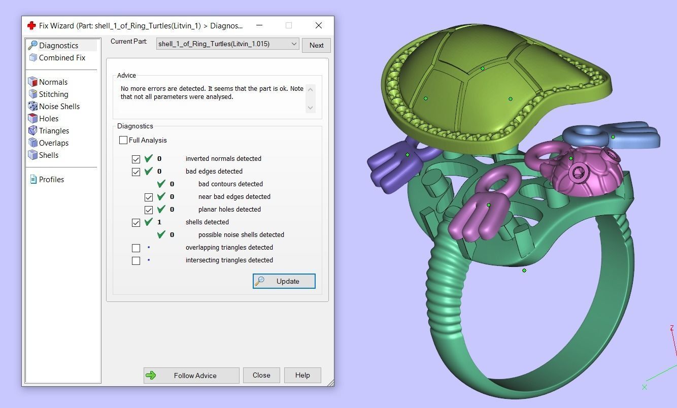 Turtle ring moving 3D print model_6
