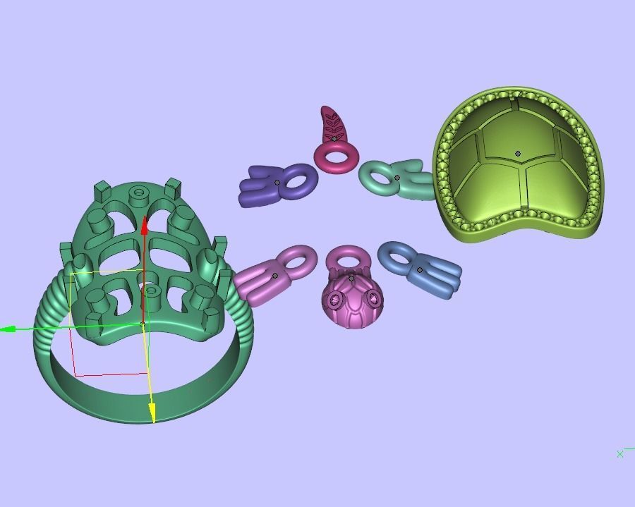 Turtle ring moving 3D print model_8