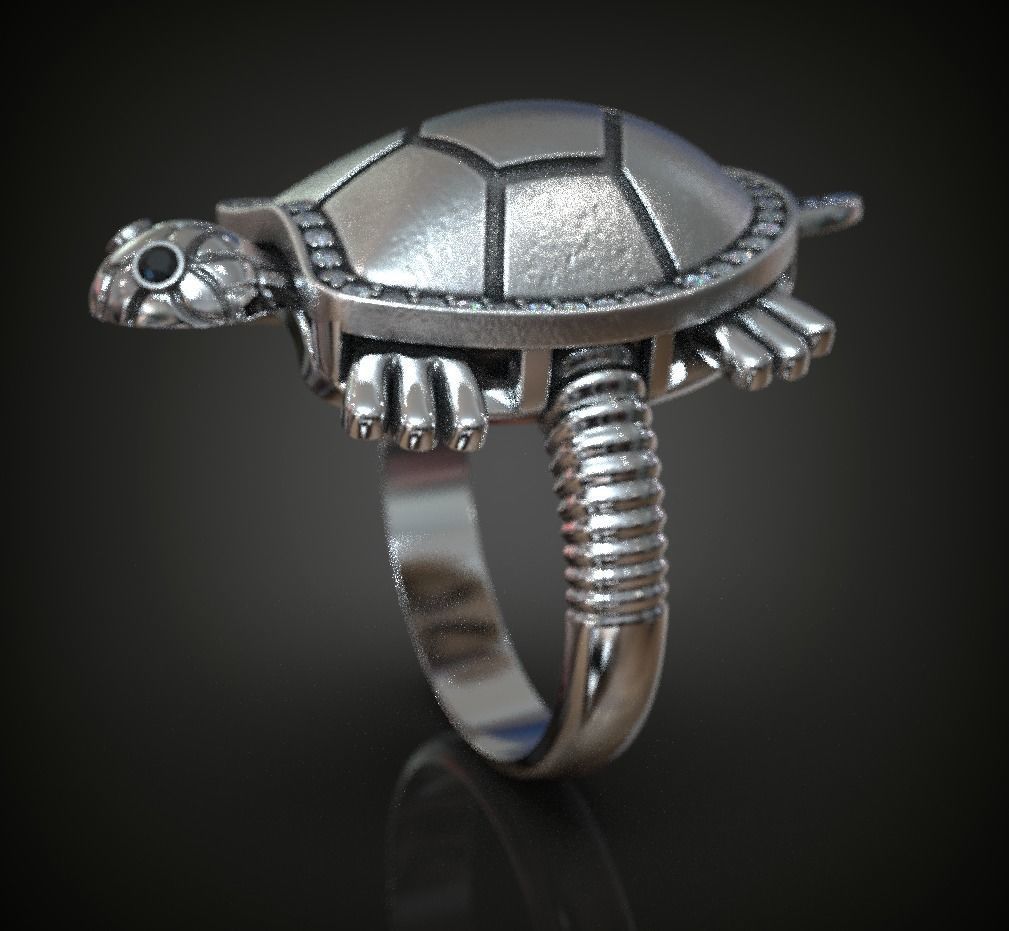 Turtle ring moving 3D print model_3