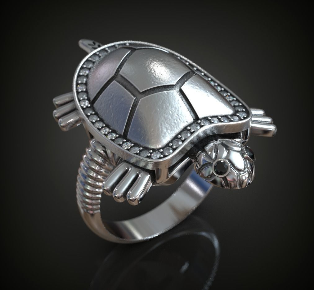 Turtle ring moving 3D print model_1
