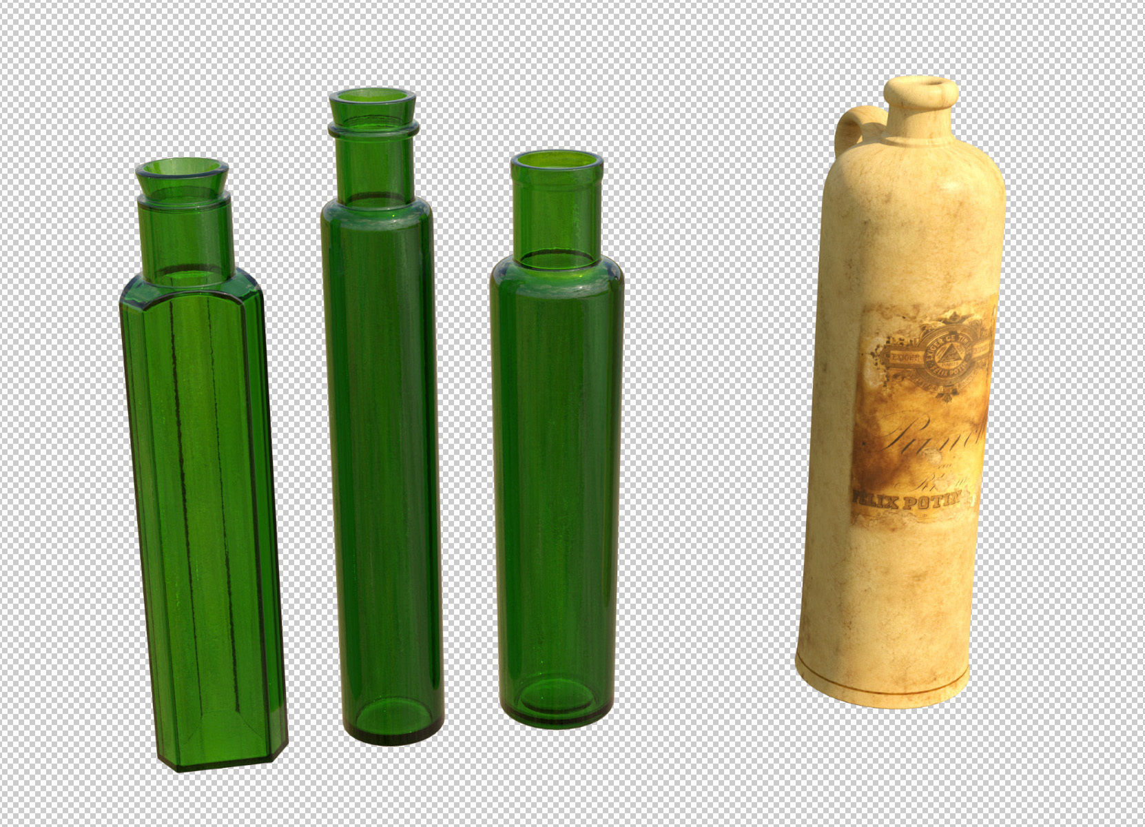Old French Bottles Collection 3D model_7