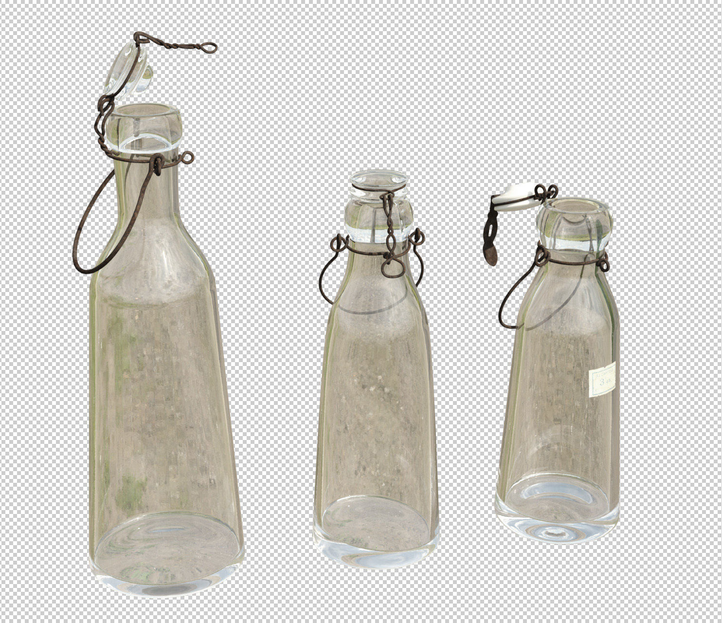 Old French Bottles Collection 3D model_3