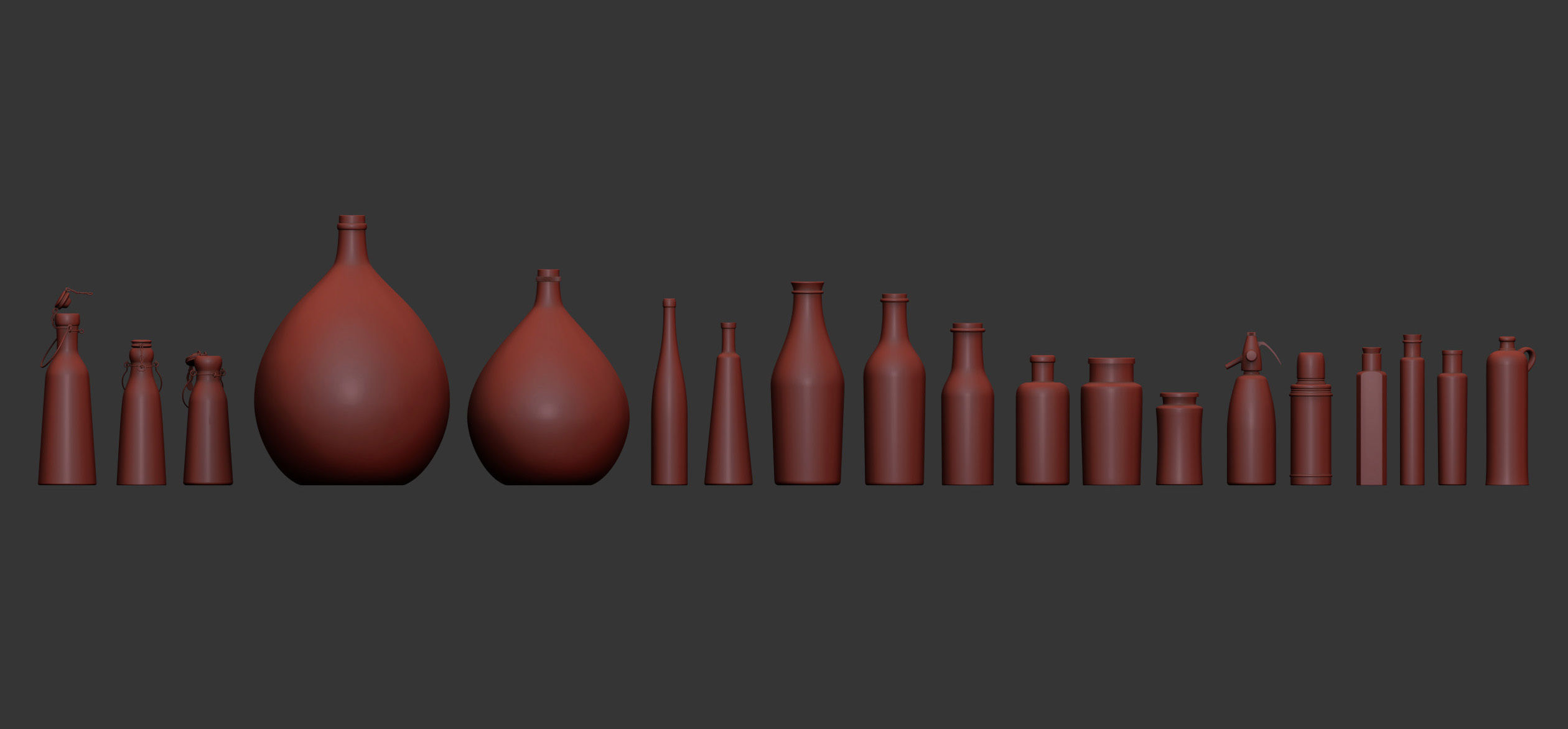 Old French Bottles Collection 3D model_1
