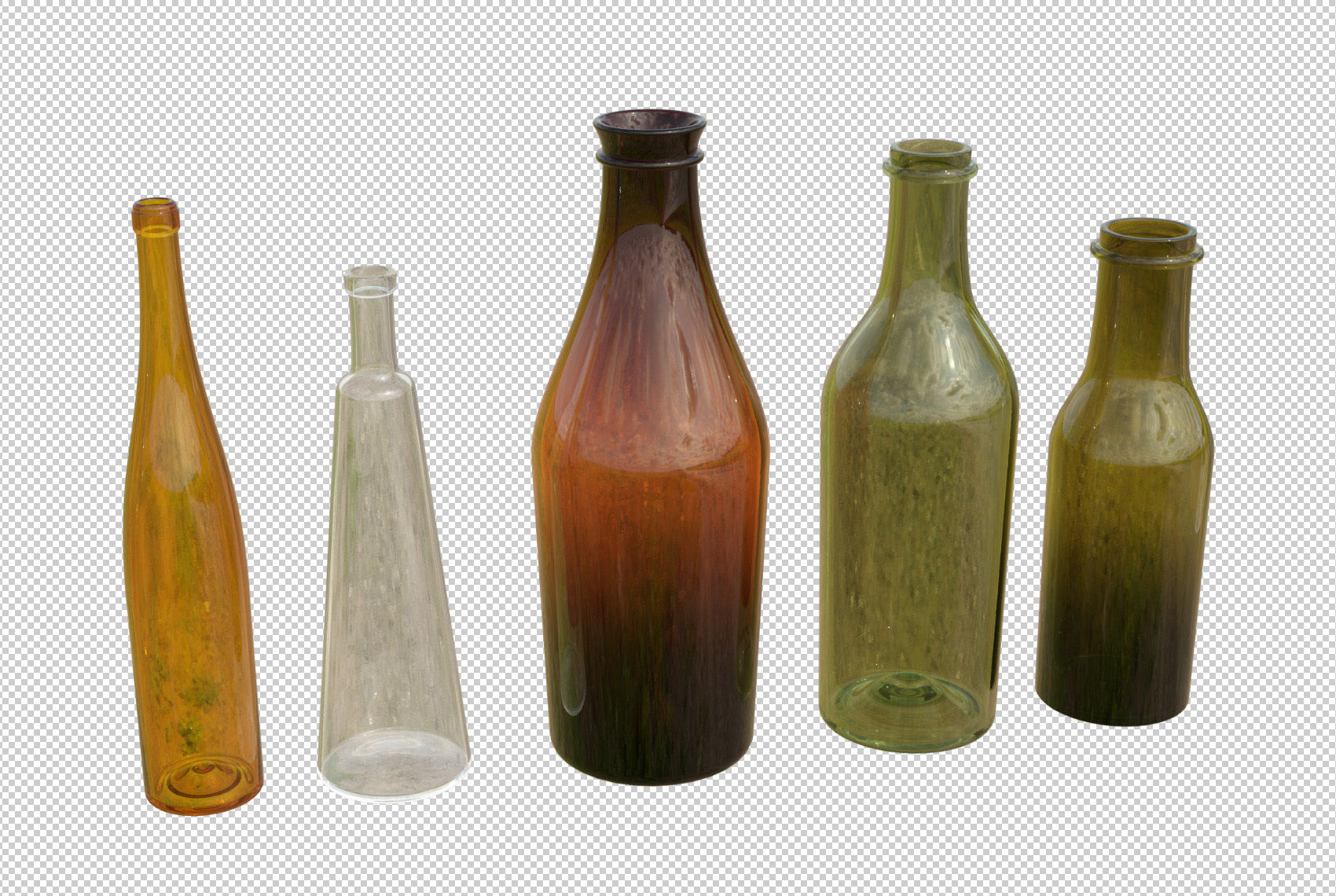 Old French Bottles Collection 3D model_5