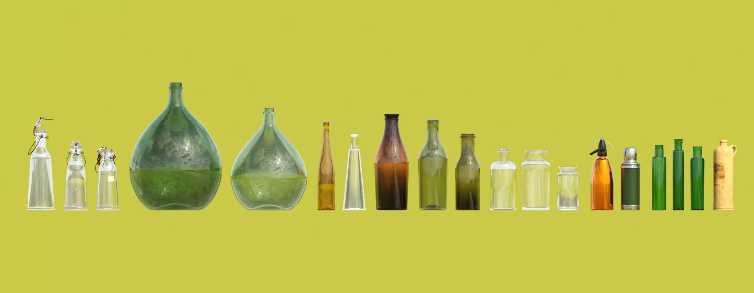 Old French Bottles Collection 3D model_0