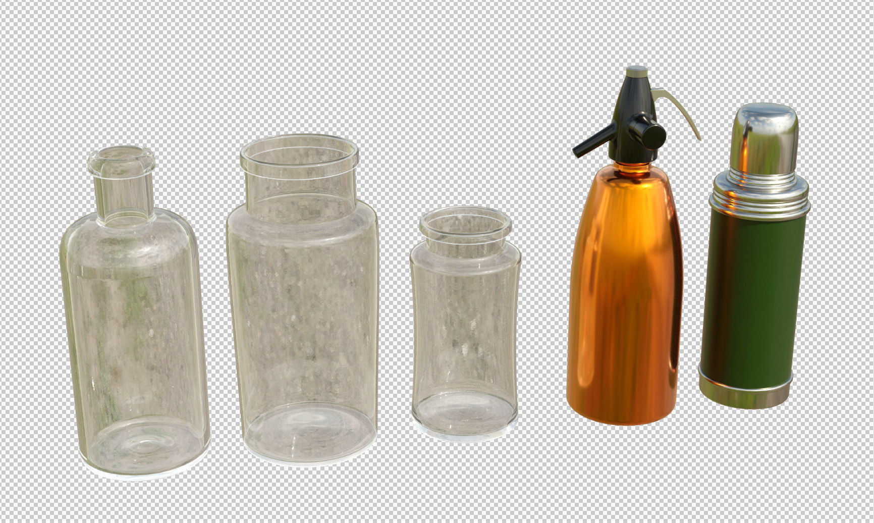 Old French Bottles Collection 3D model_6