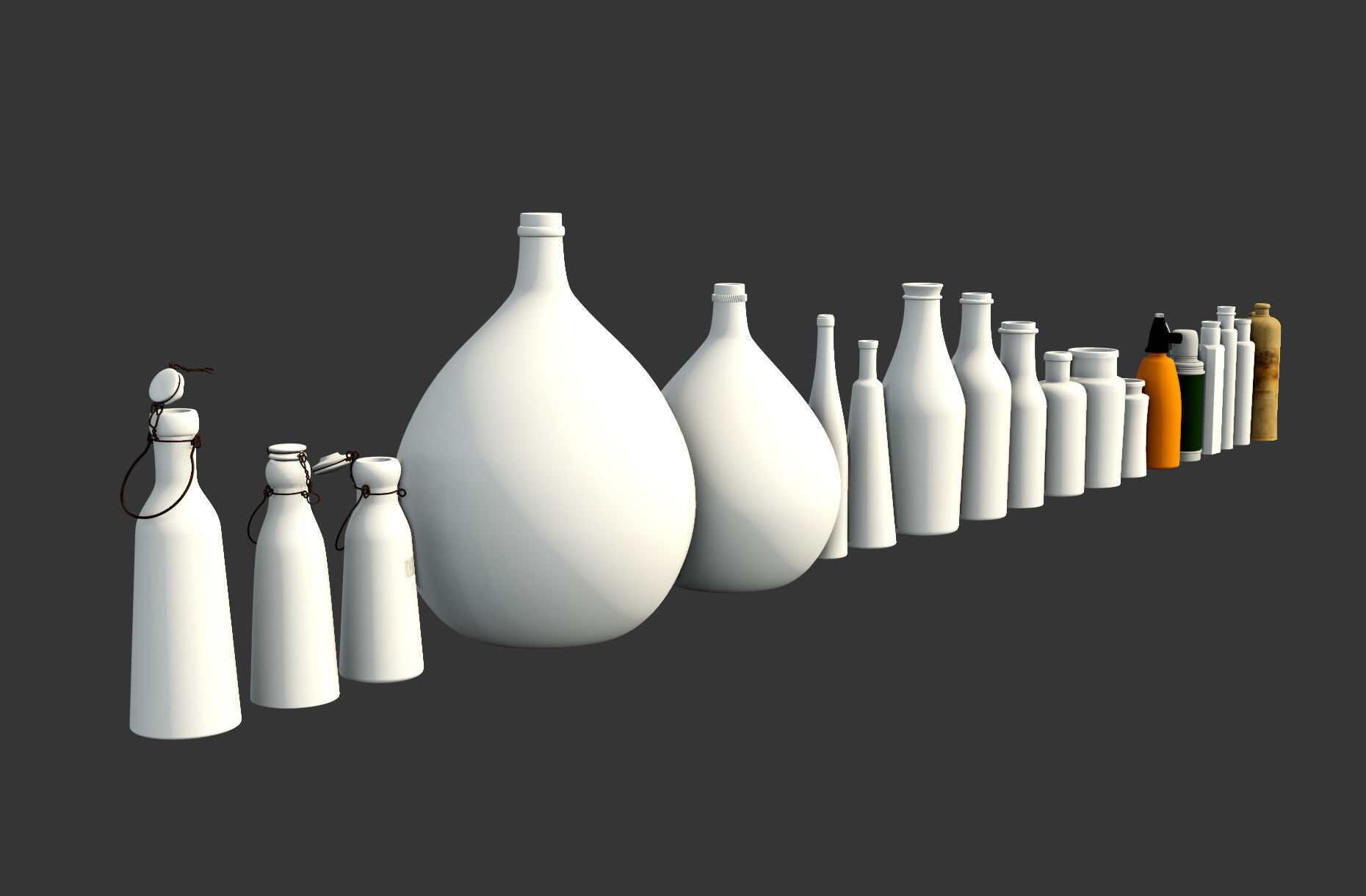 Old French Bottles Collection 3D model_2