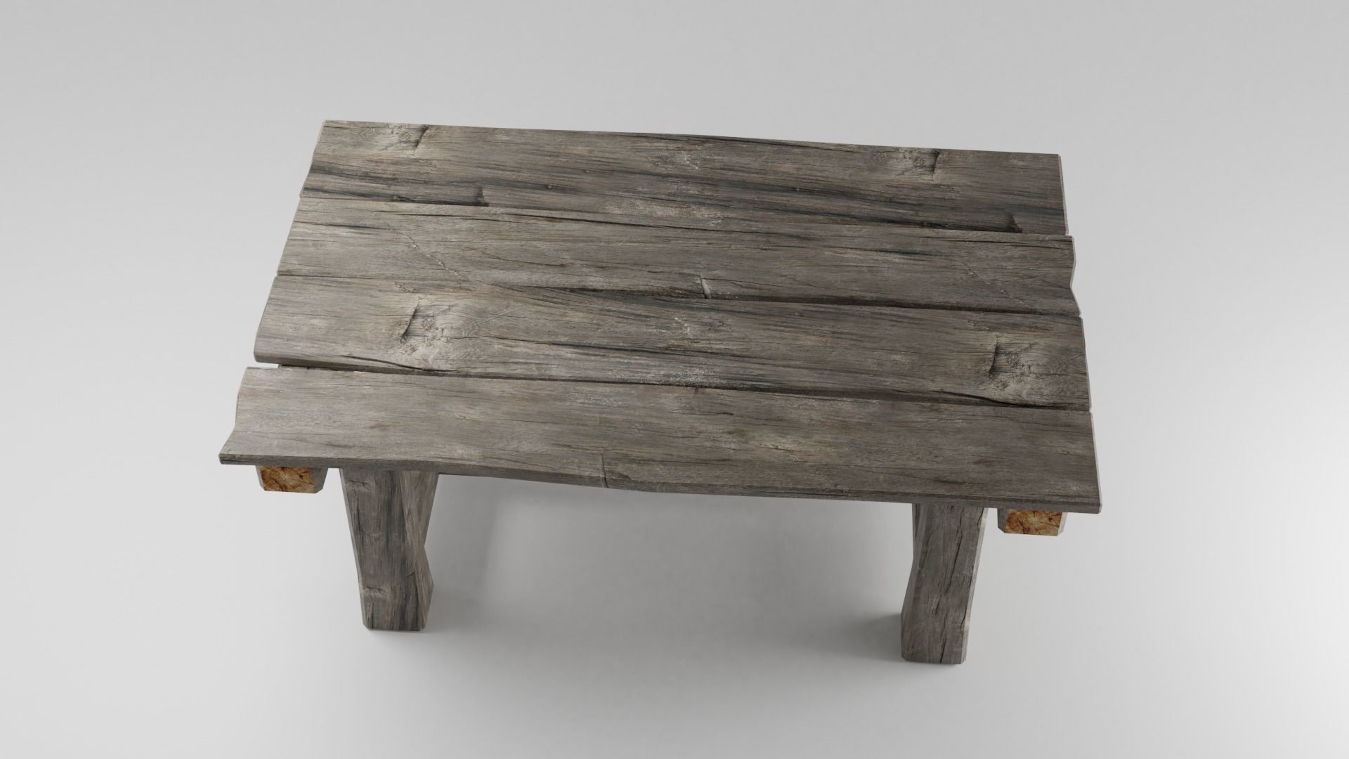 Medieval Wood Table Low-poly 3D model_2