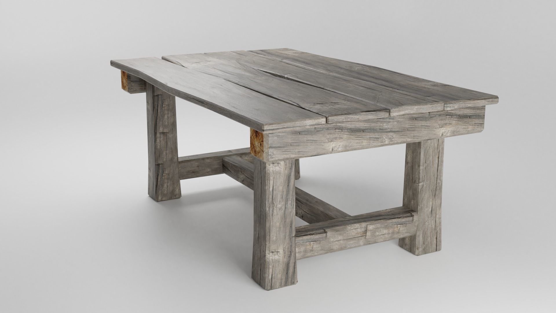 Medieval Wood Table Low-poly 3D model_4