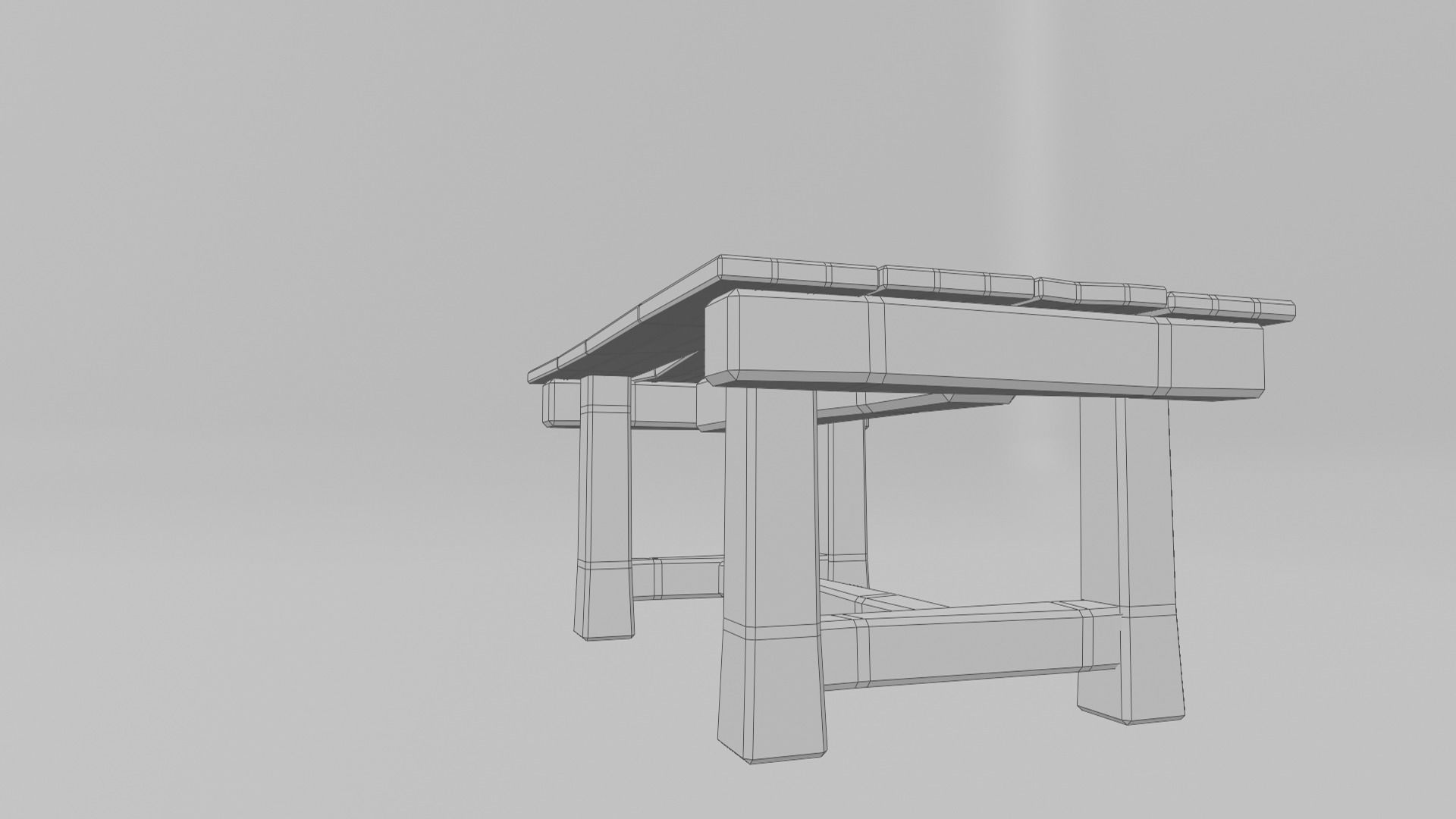 Medieval Wood Table Low-poly 3D model_13