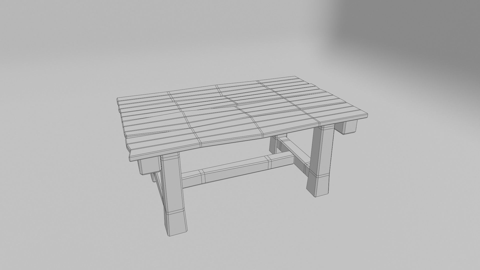 Medieval Wood Table Low-poly 3D model_11