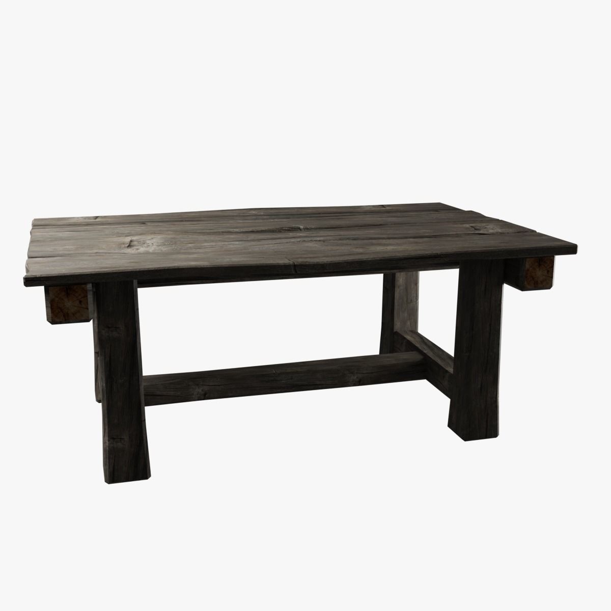 Medieval Wood Table Low-poly 3D model_3