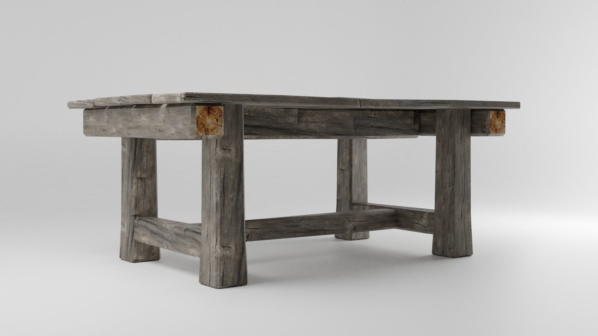 Medieval Wood Table Low-poly 3D model_5
