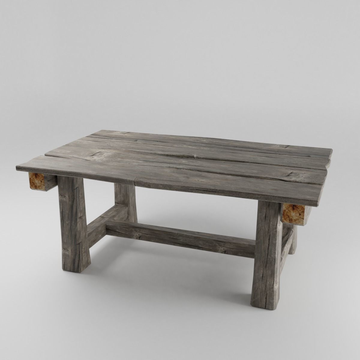 Medieval Wood Table Low-poly 3D model_6