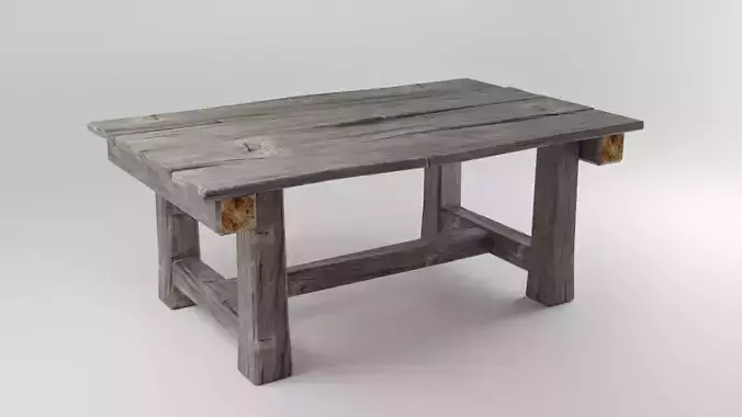 Medieval Wood Table Low-poly 3D model