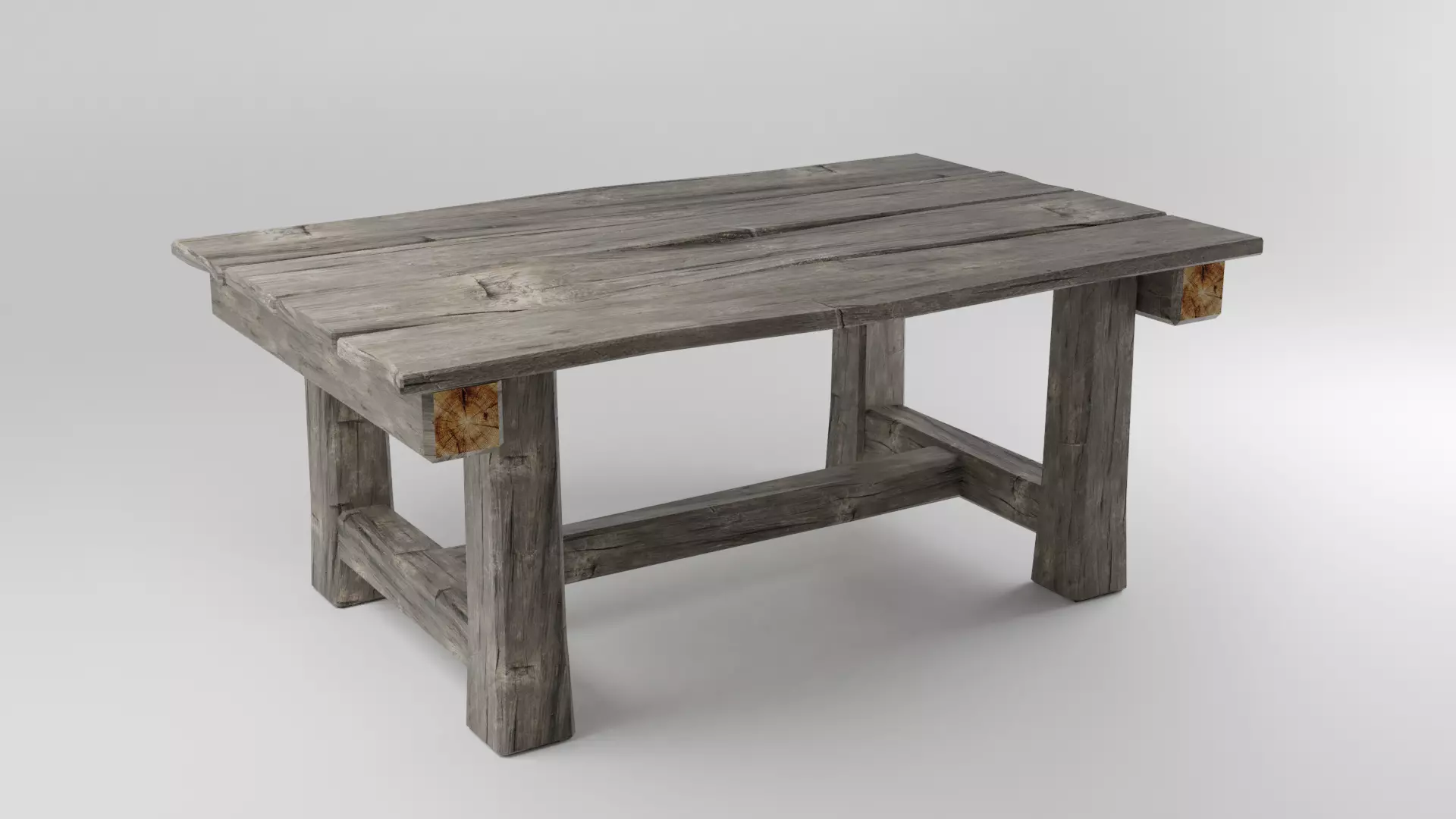 Medieval Wood Table Low-poly 3D model_0