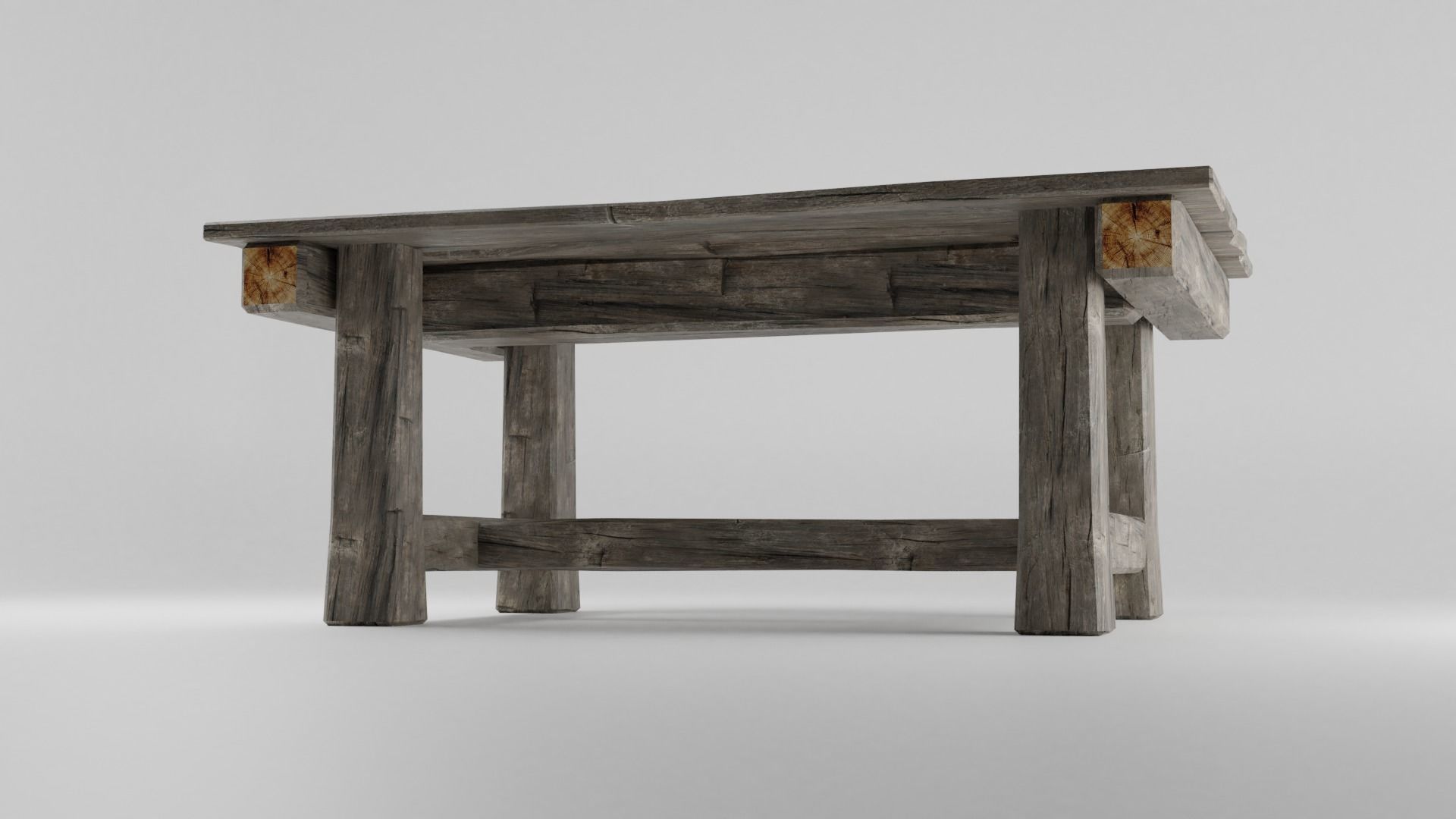 Medieval Wood Table Low-poly 3D model_1