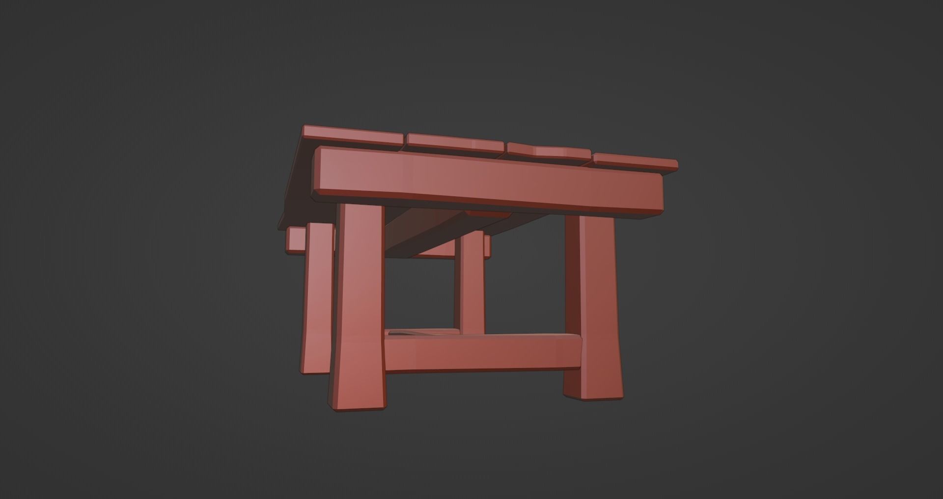 Medieval Wood Table Low-poly 3D model_7