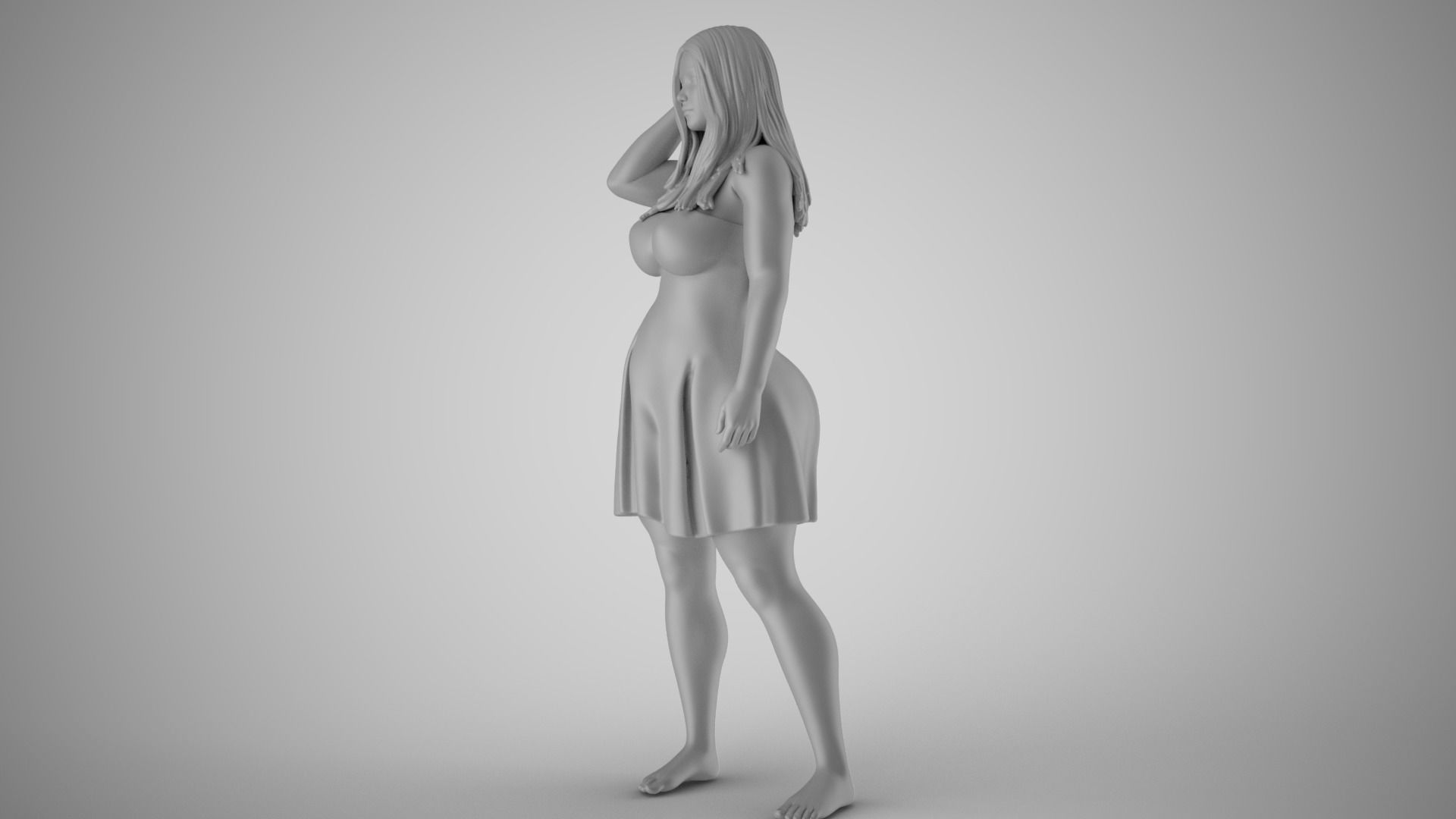 Plain Girl 2 3D print model_3
