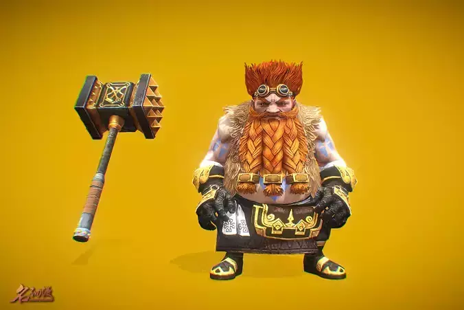 RPG Dwarf King Low-poly 3D model