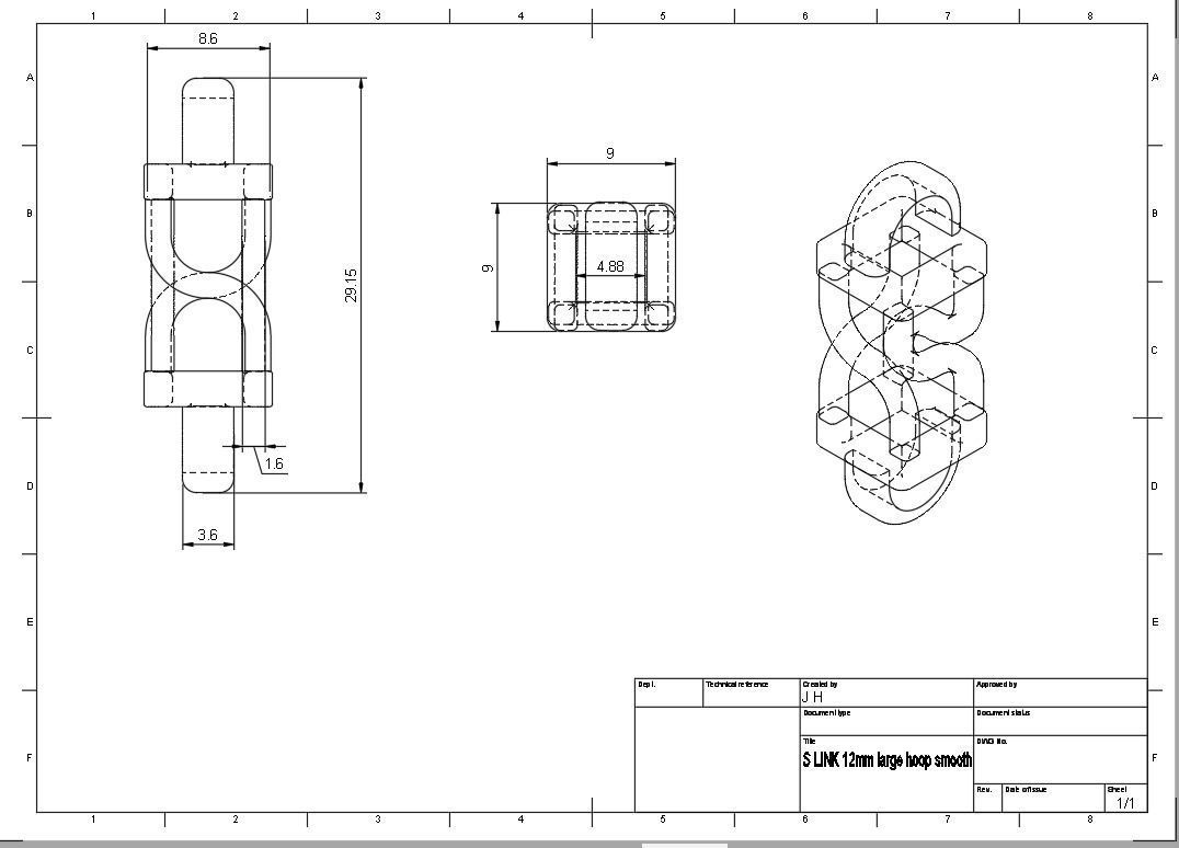 hexagonal chain link 3D print model_4
