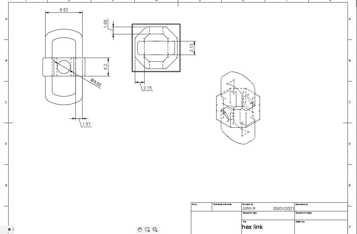 hexagonal chain link 3D print model_5