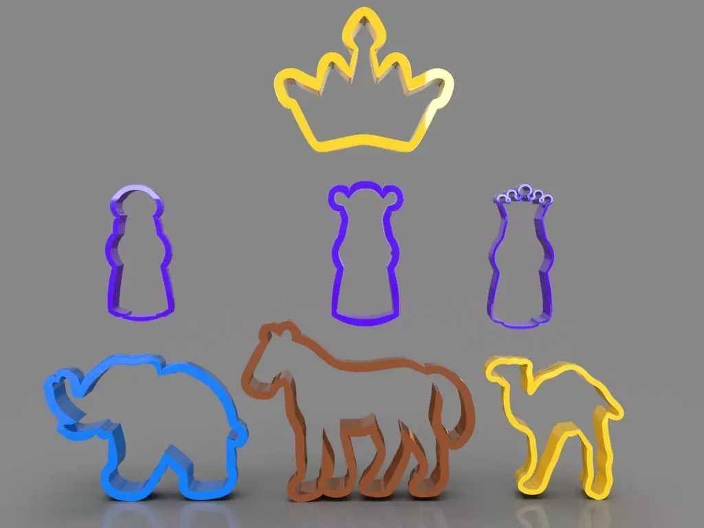 3 Wise Men and Animals Cookie Cutters Pack 3D print model_0