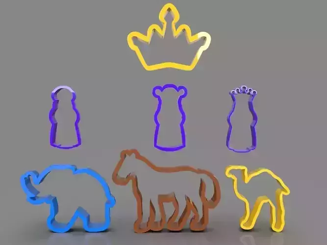 3 Wise Men and Animals Cookie Cutters Pack 3D print model