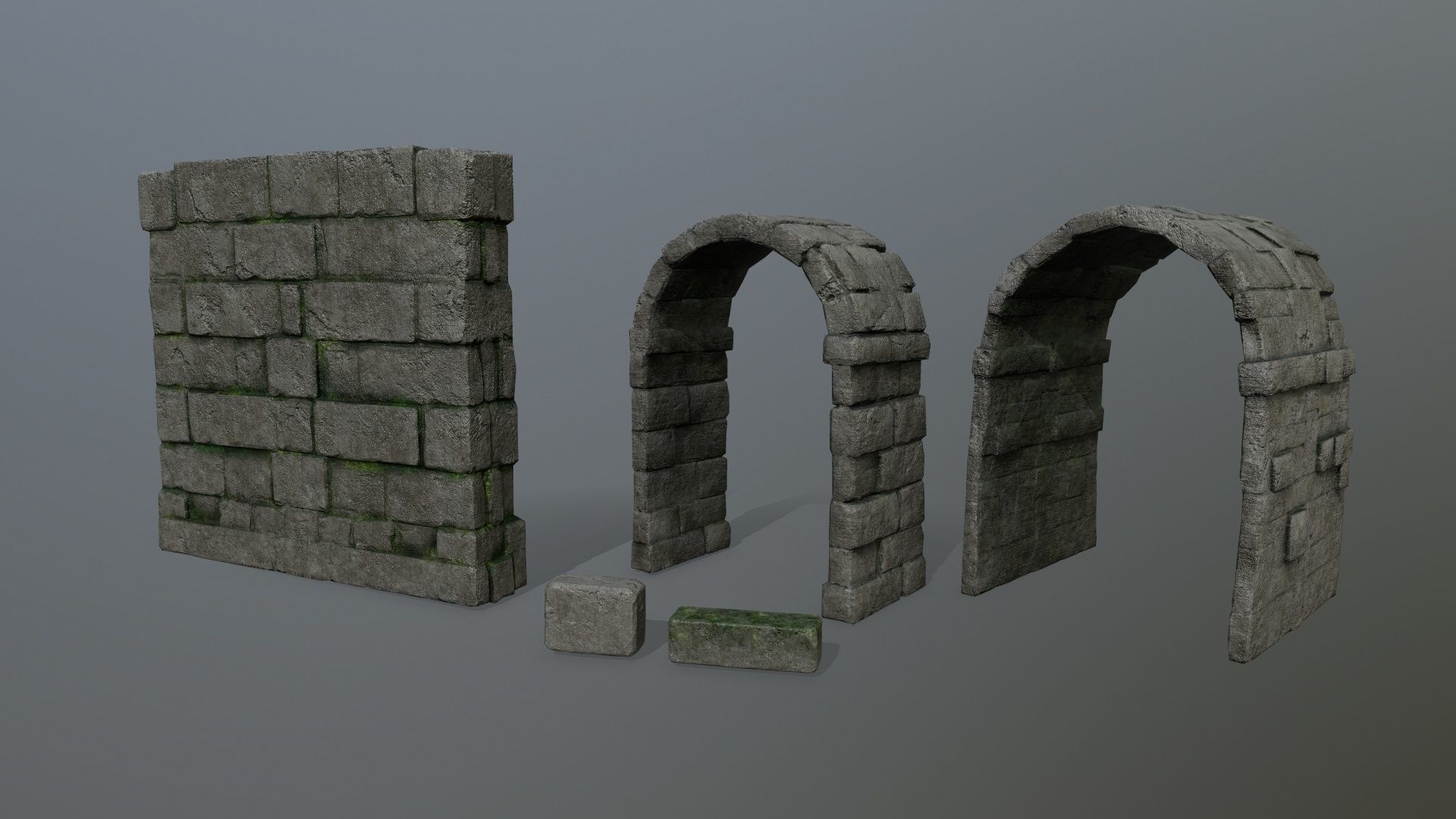 old ruin set Low-poly 3D model_14