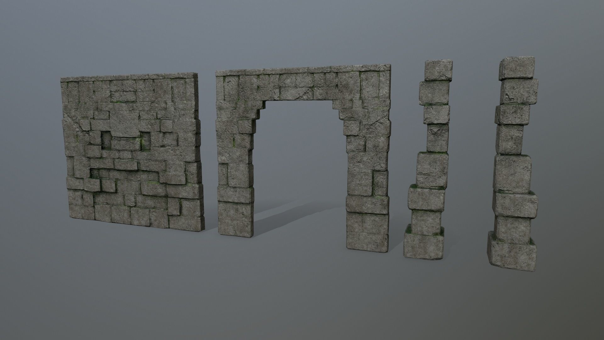 old ruin set Low-poly 3D model_12