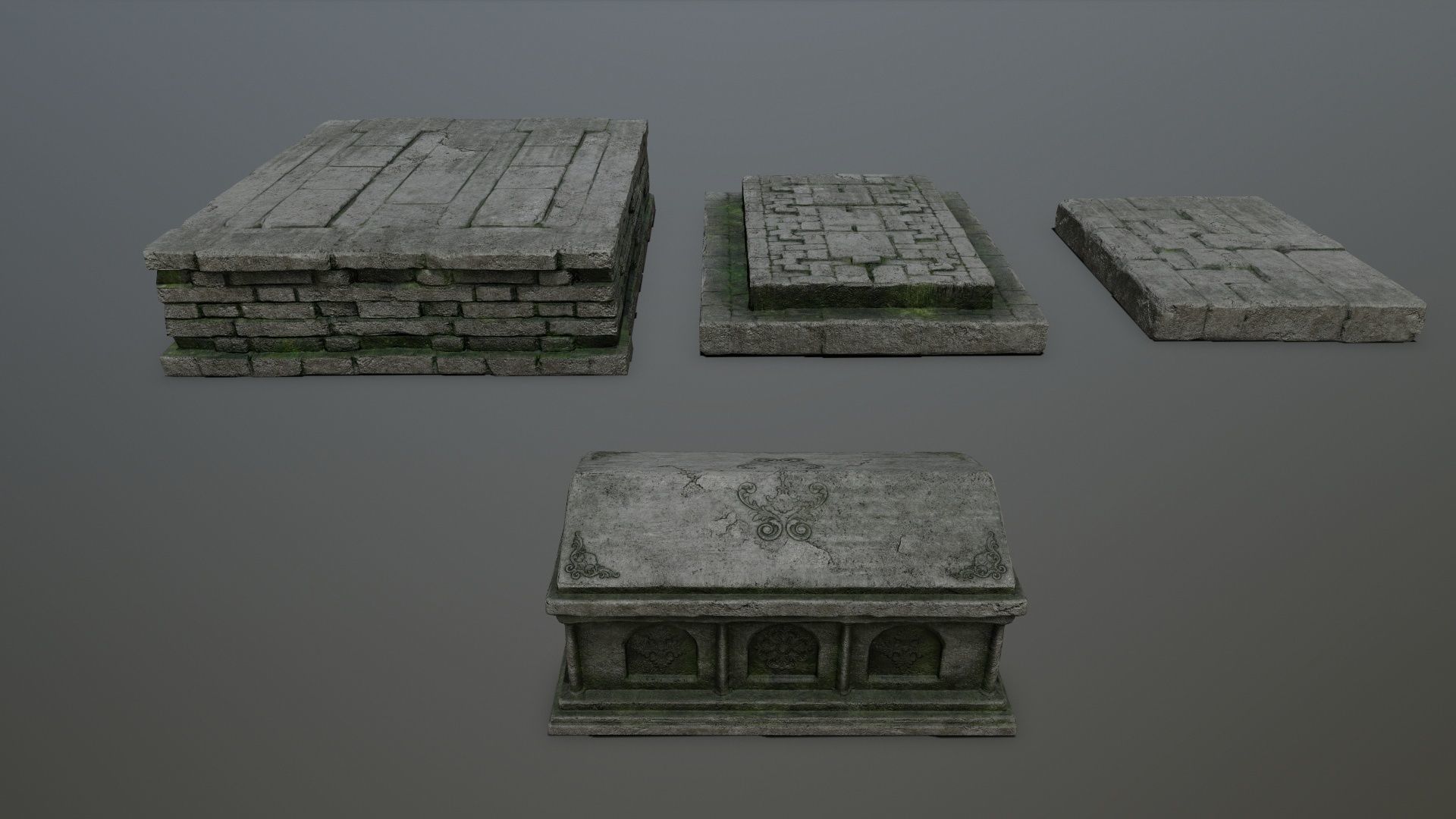 old ruin set Low-poly 3D model_5