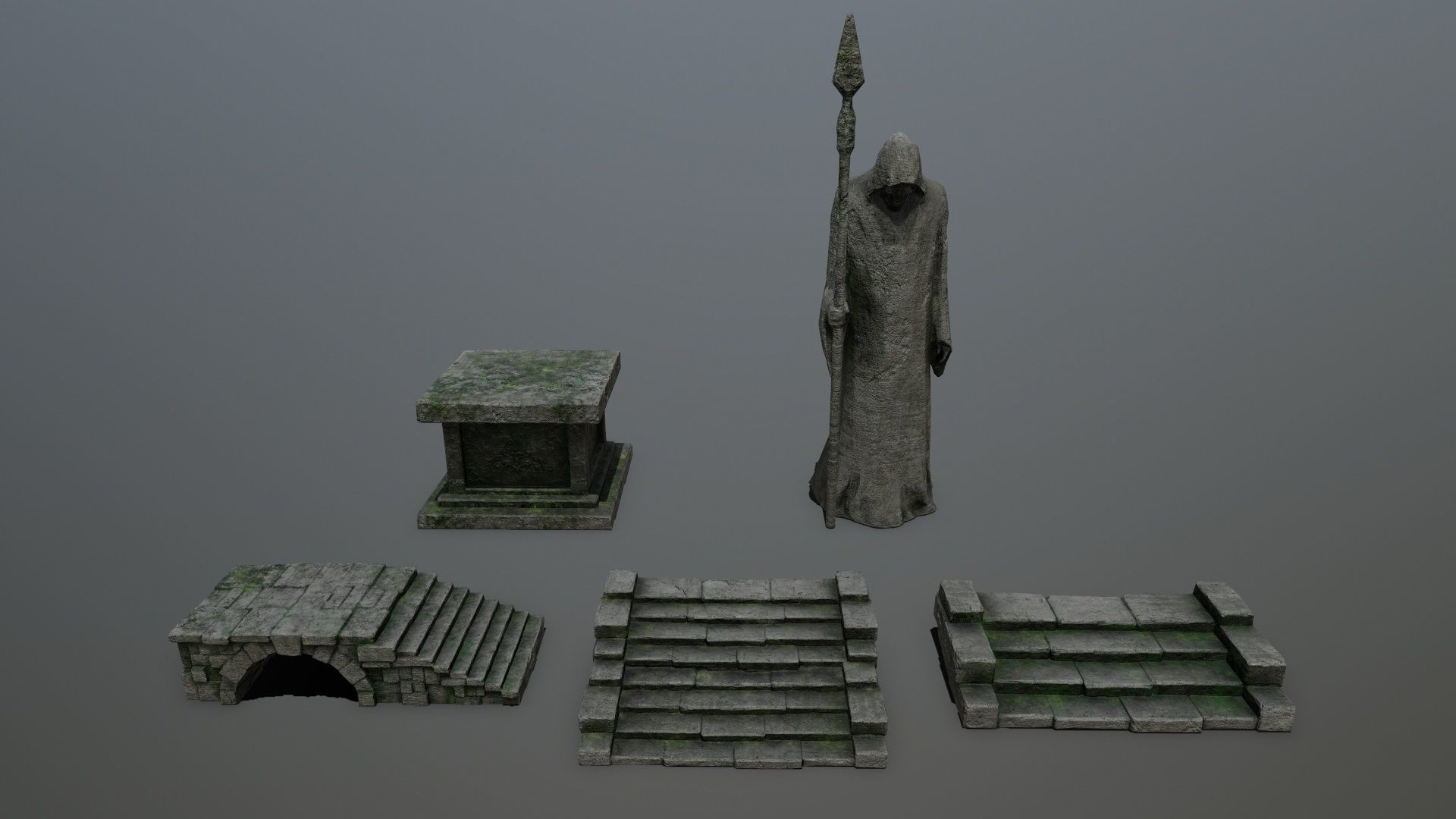 old ruin set Low-poly 3D model_6