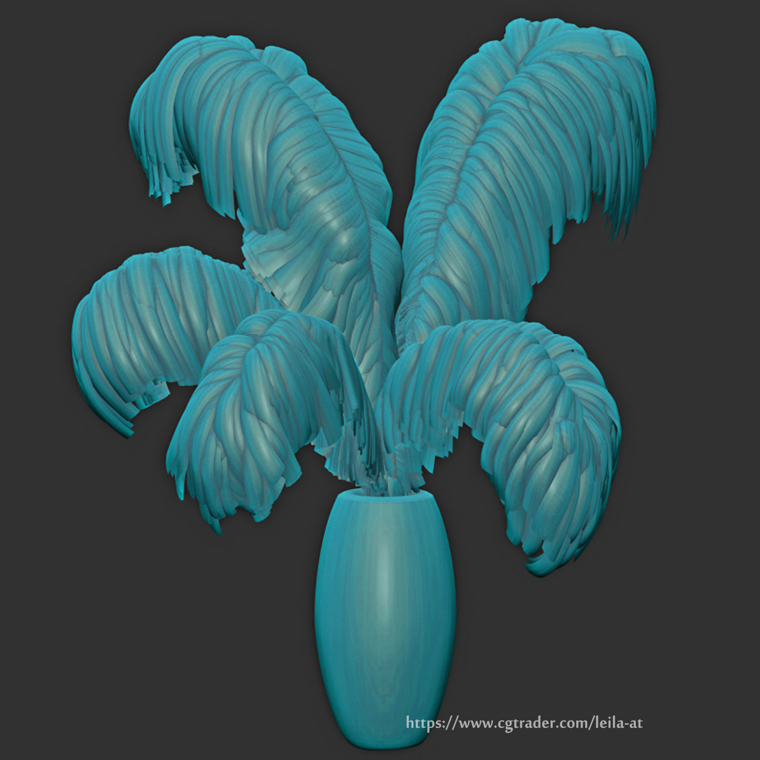 feathers black and white decorative set 3D model_5