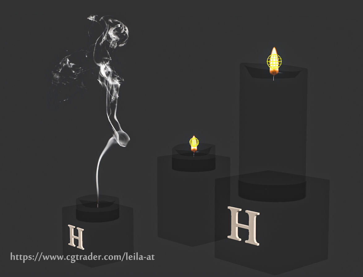 feathers black and white decorative set 3D model_7