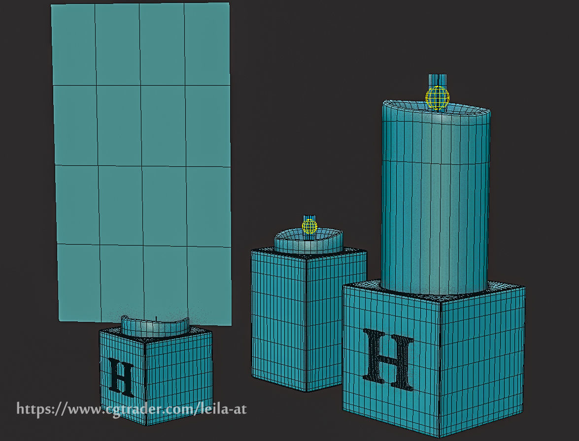 feathers black and white decorative set 3D model_8