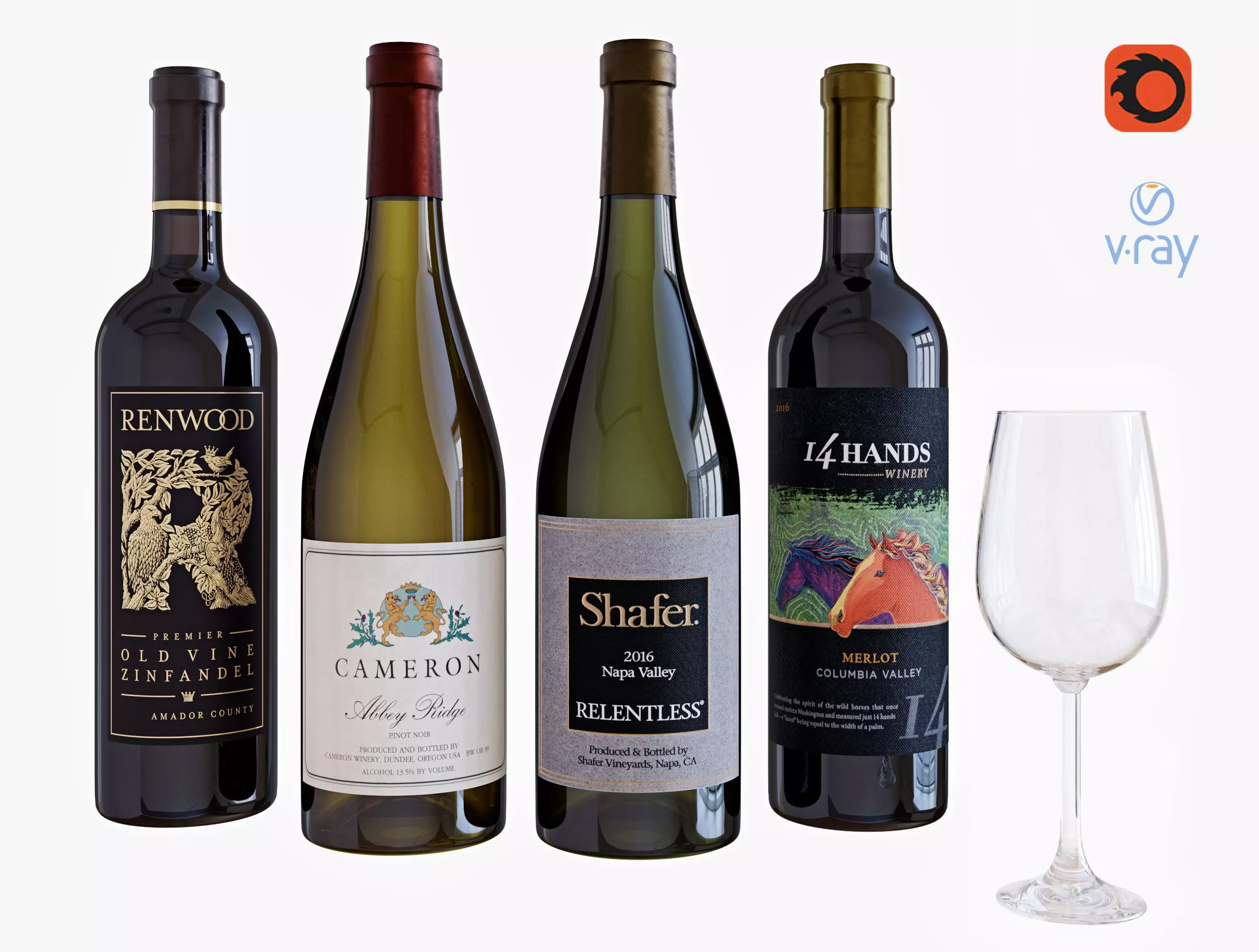 wine bottle set 16 3D model
