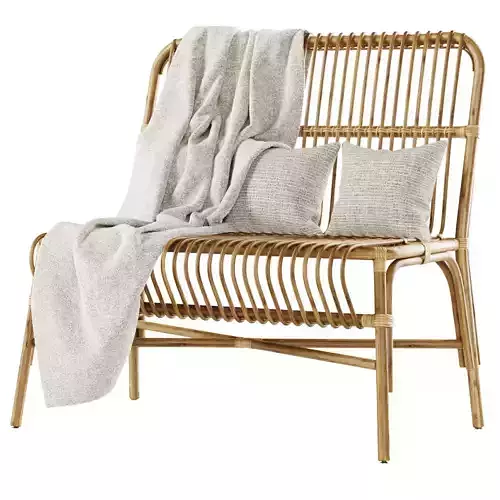 Valerie vintage rattan loveseat  3D model