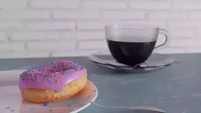 donut with cup and plate 