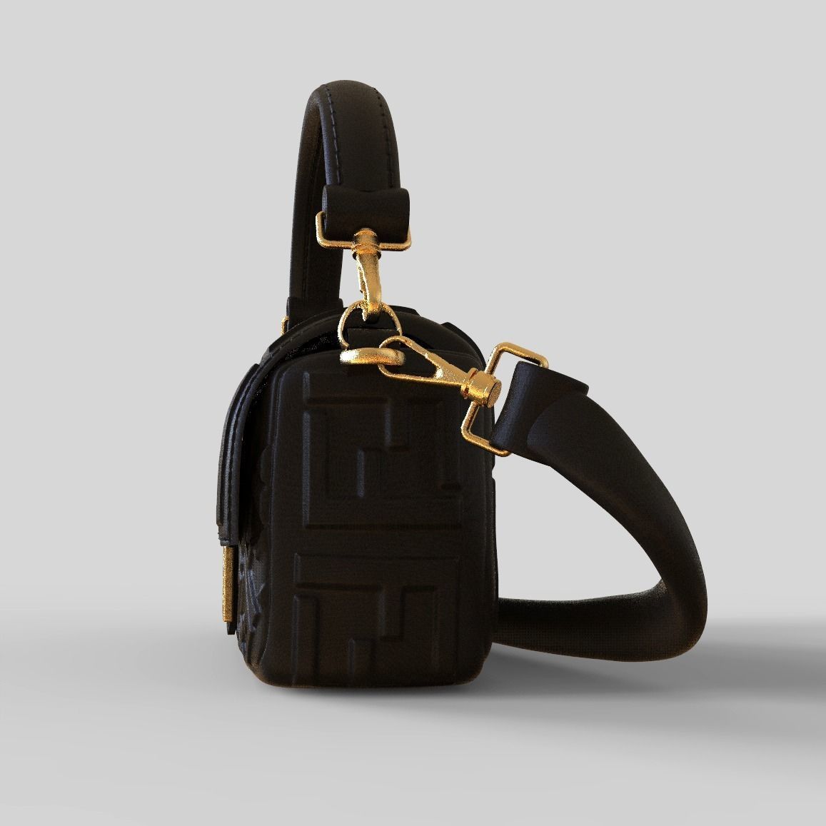 Handbag 3D model fendi leather shoulder bag 3D model_10