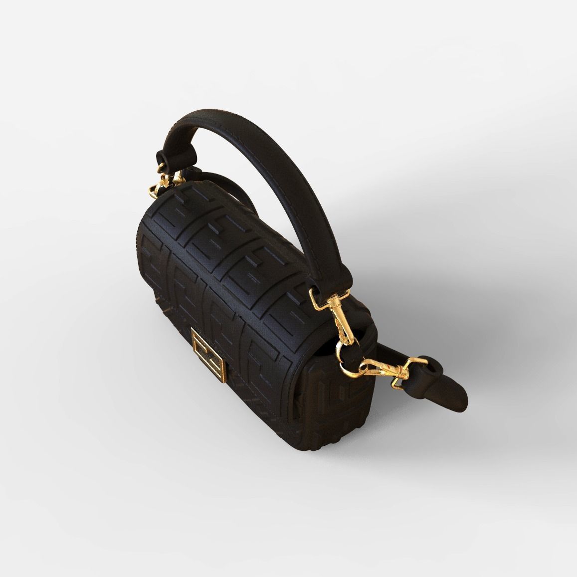 Handbag 3D model fendi leather shoulder bag 3D model_14