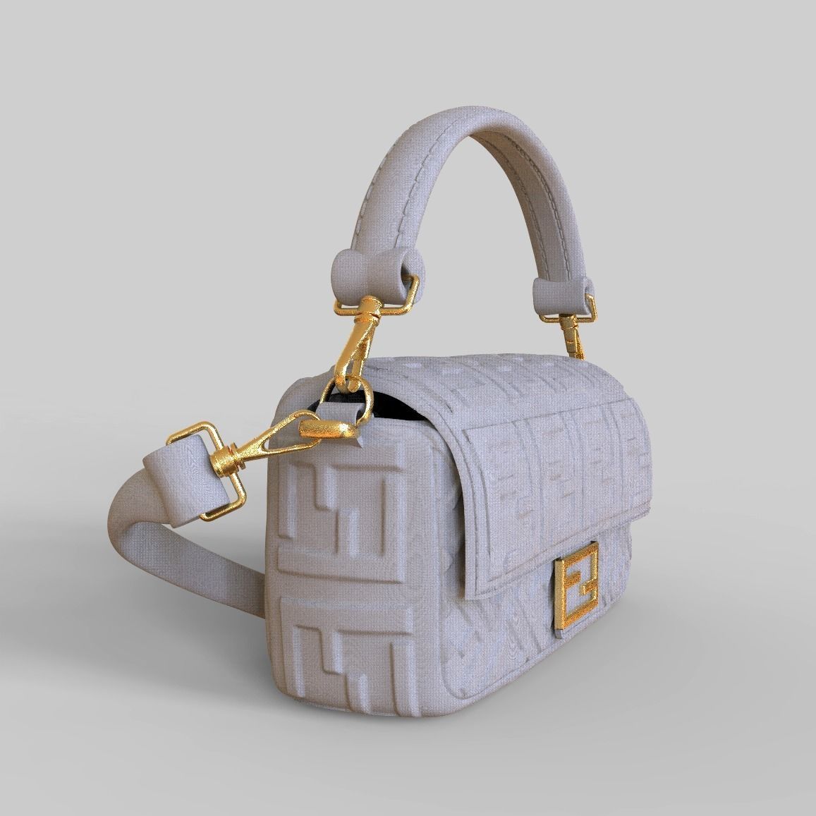 Handbag 3D model fendi leather shoulder bag 3D model_17
