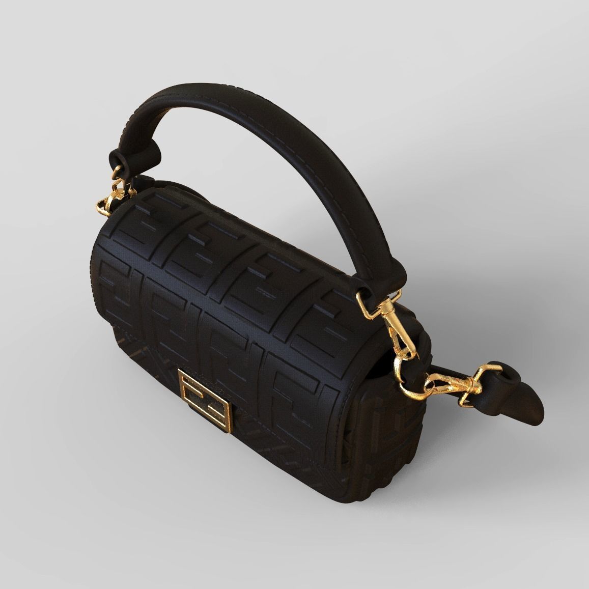 Handbag 3D model fendi leather shoulder bag 3D model_5